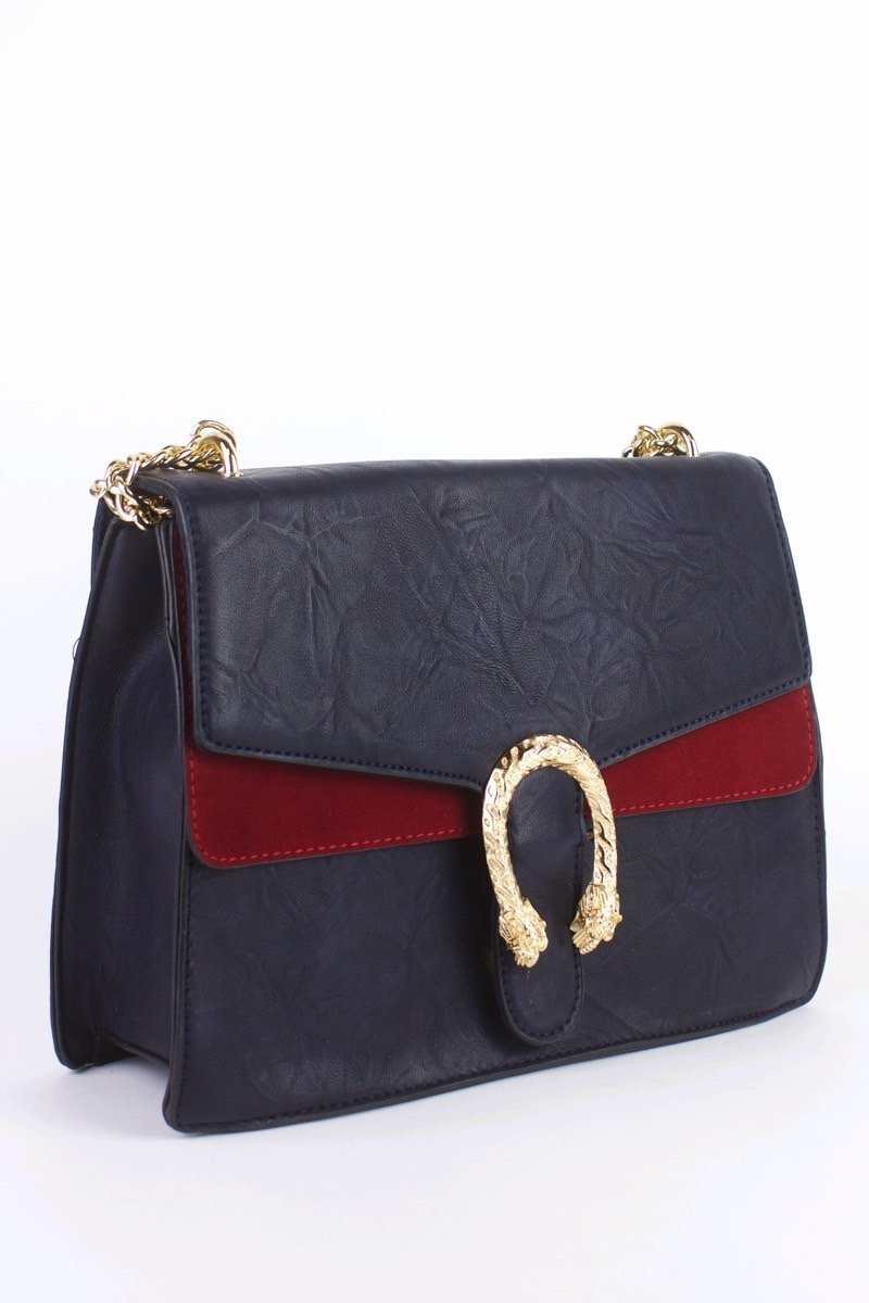 Natasha Navy Emblem Shoulder Bag
