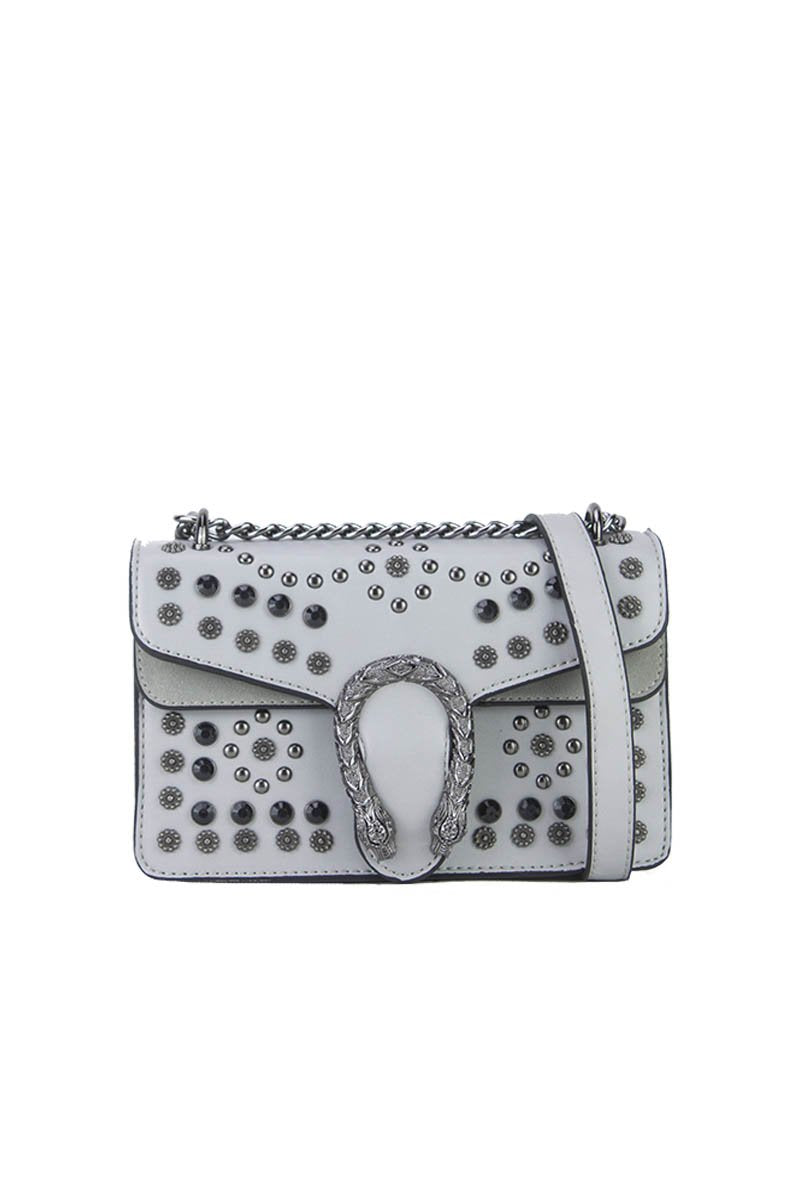Olive Light Grey Hardware Shoulder Bag