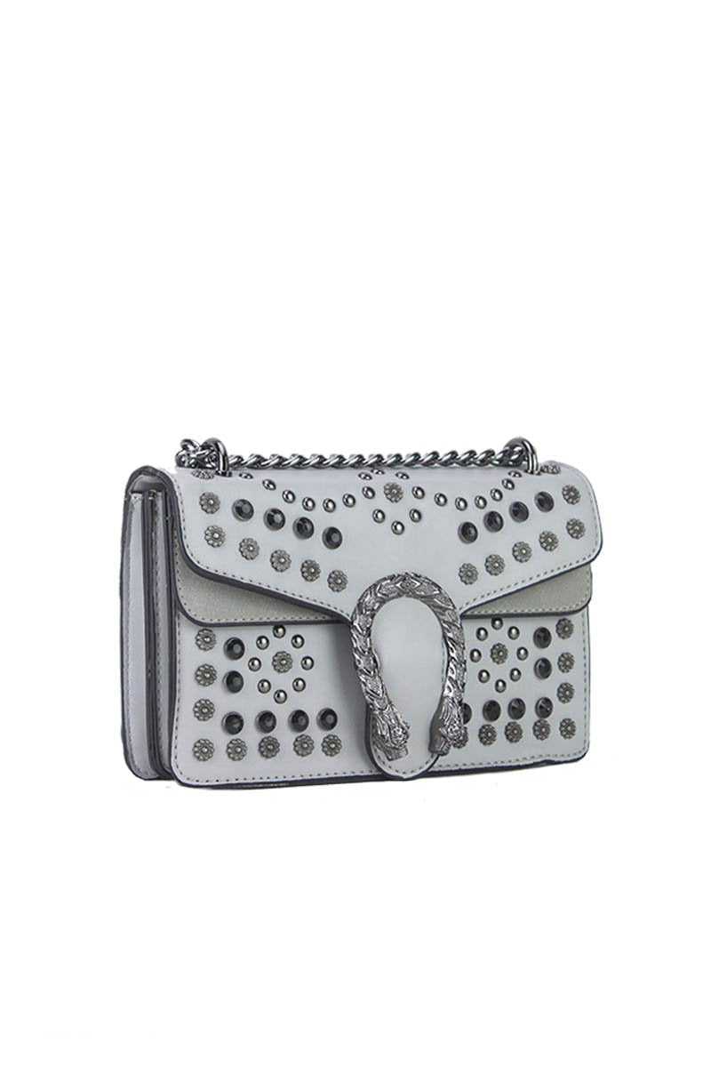 Olive Light Grey Hardware Shoulder Bag