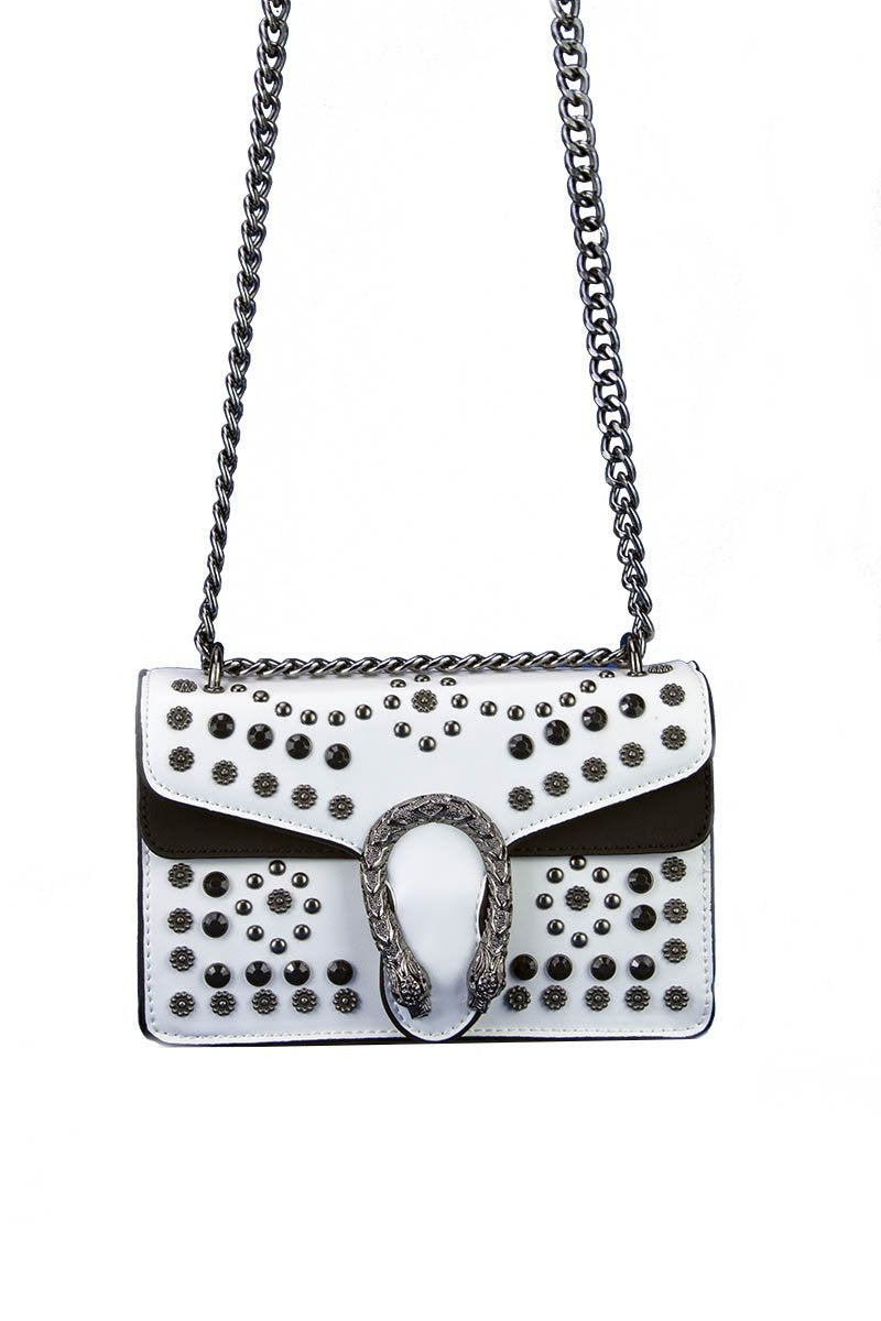 Olive White Hardware Shoulder Bag