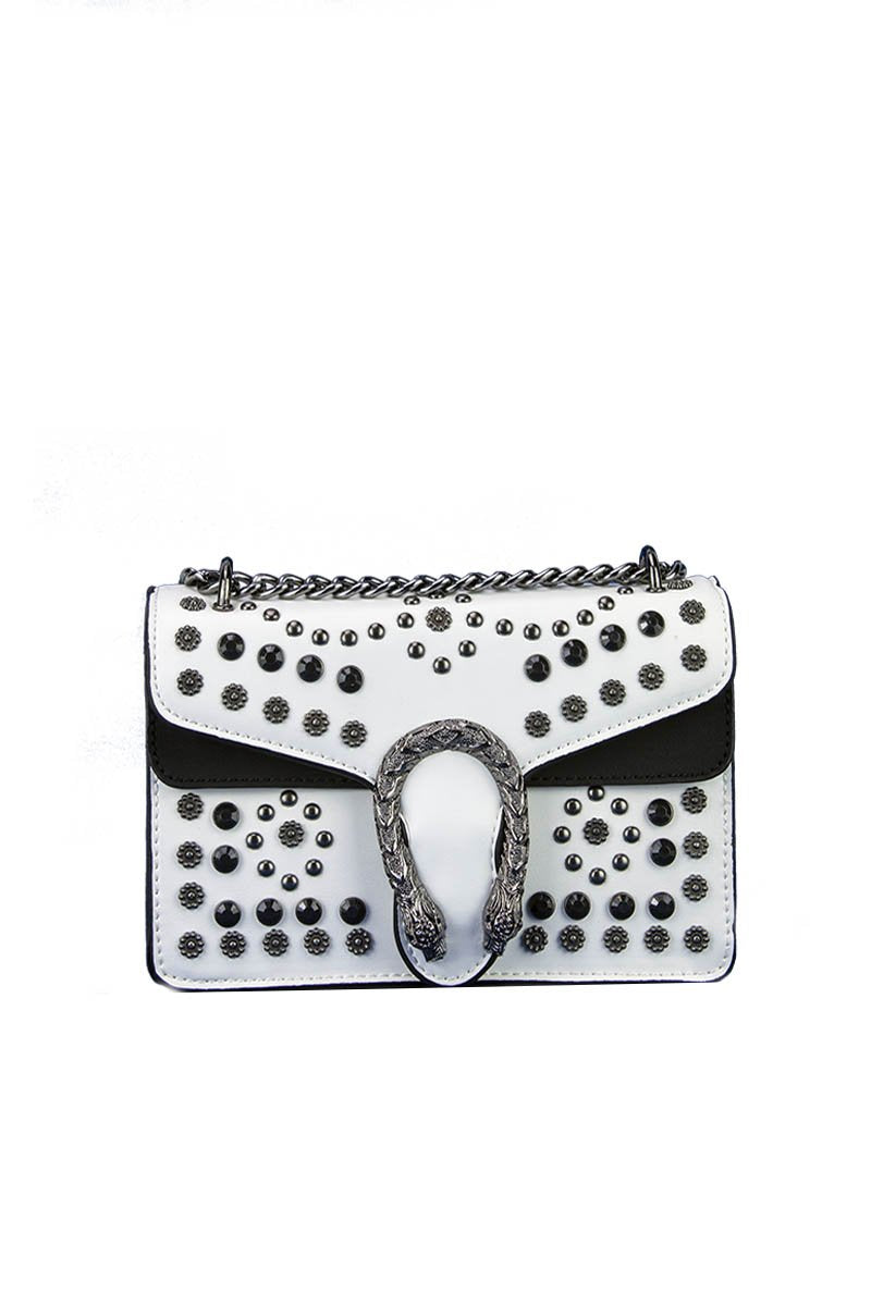 Olive White Hardware Shoulder Bag