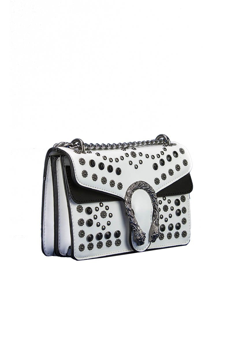 Olive White Hardware Shoulder Bag