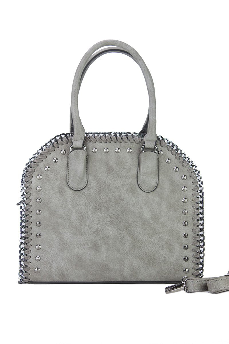 Sara Grey Stud Shopper Bag