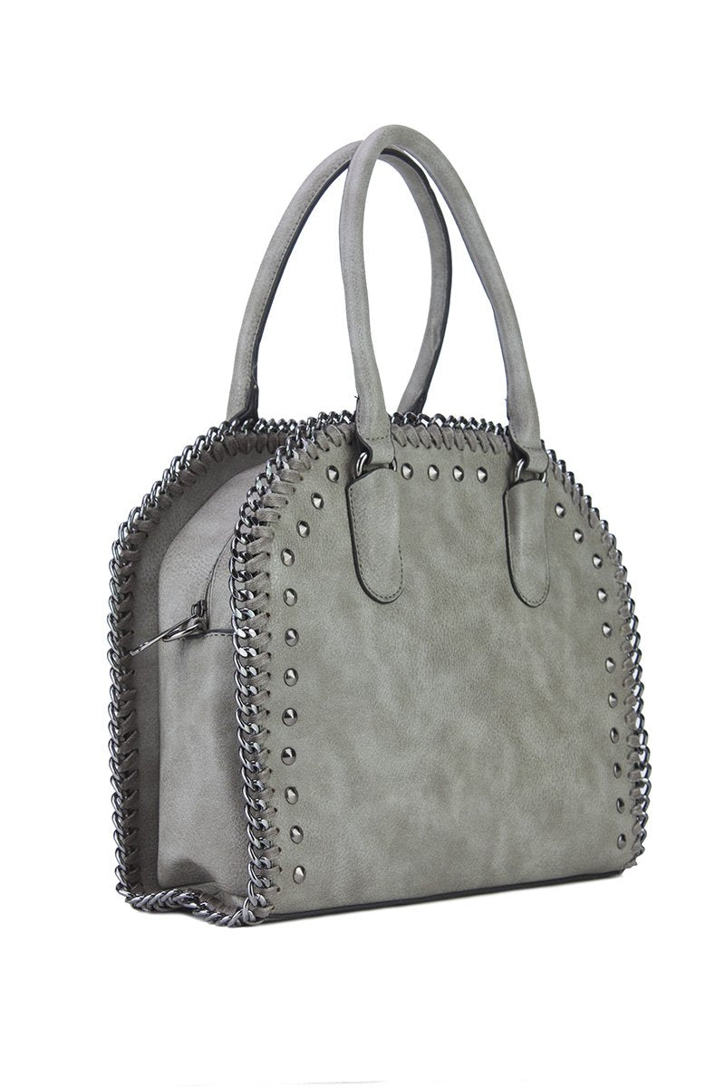 Sara Grey Stud Shopper Bag