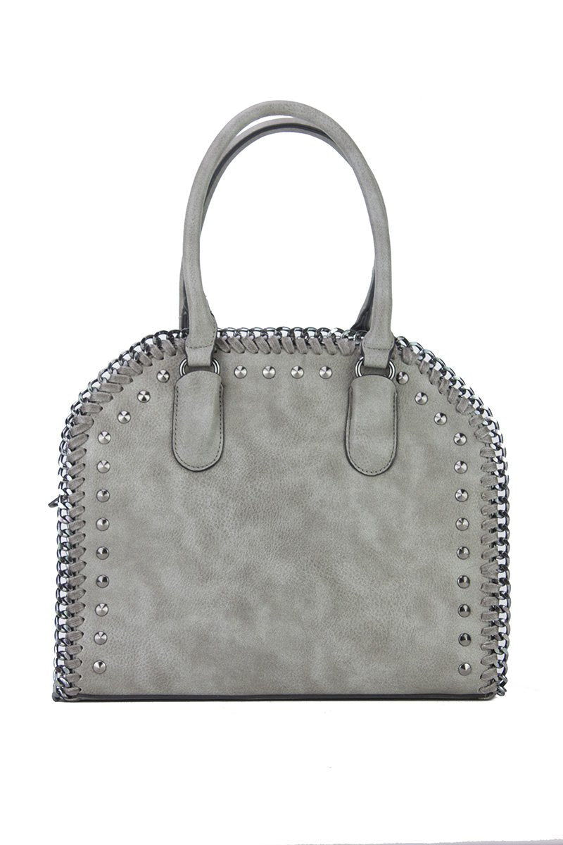 Sara Grey Stud Shopper Bag