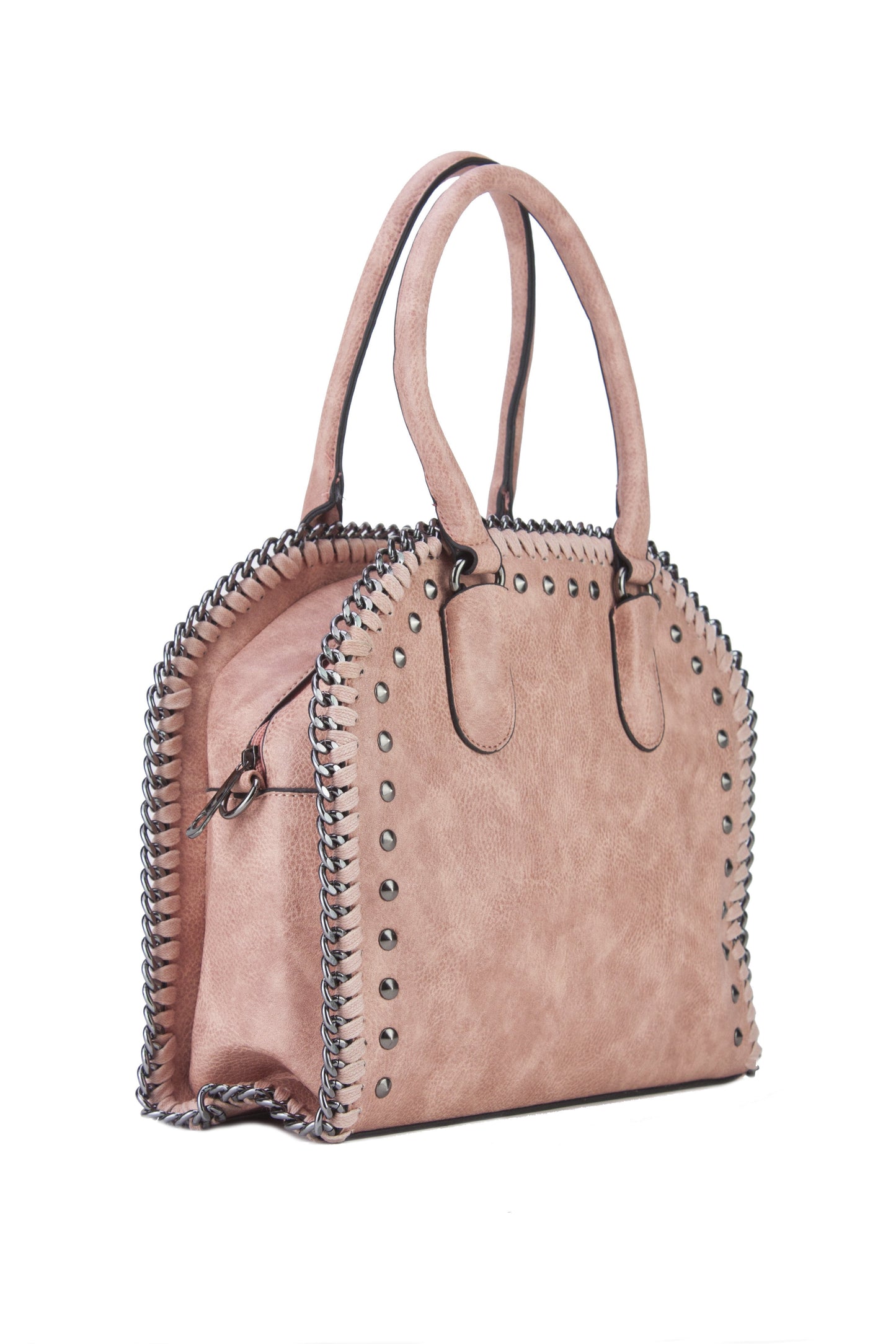 Sara Pink Stud Shopper Bag