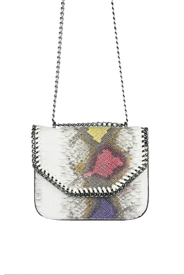 Stella Purple Black Python Chain Shoulder Bag