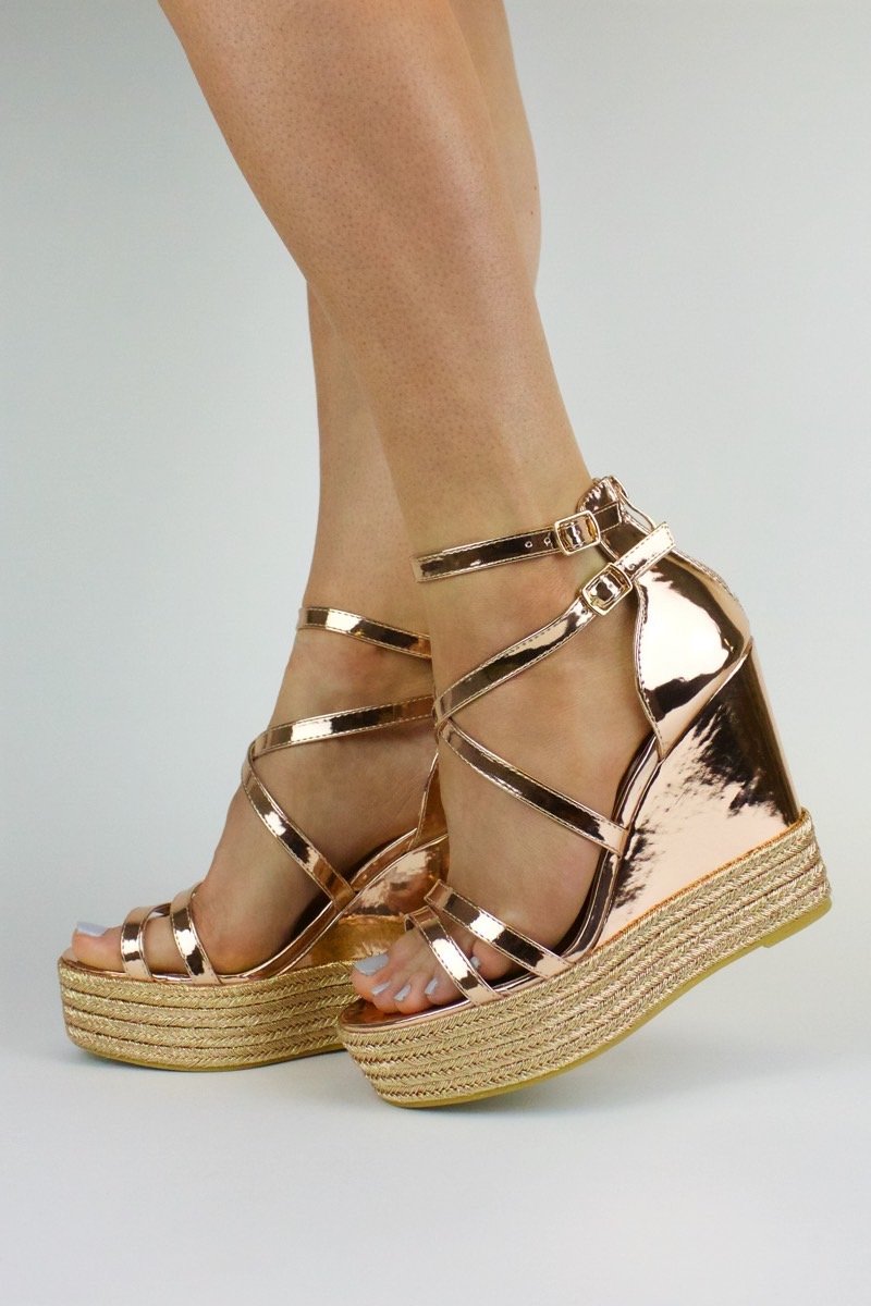Sydney Rose Gold Metallic Wedge