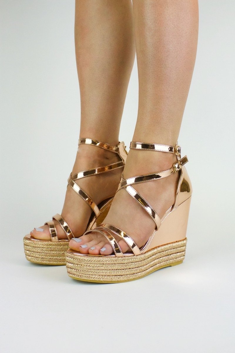 Sydney Rose Gold Metallic Wedge