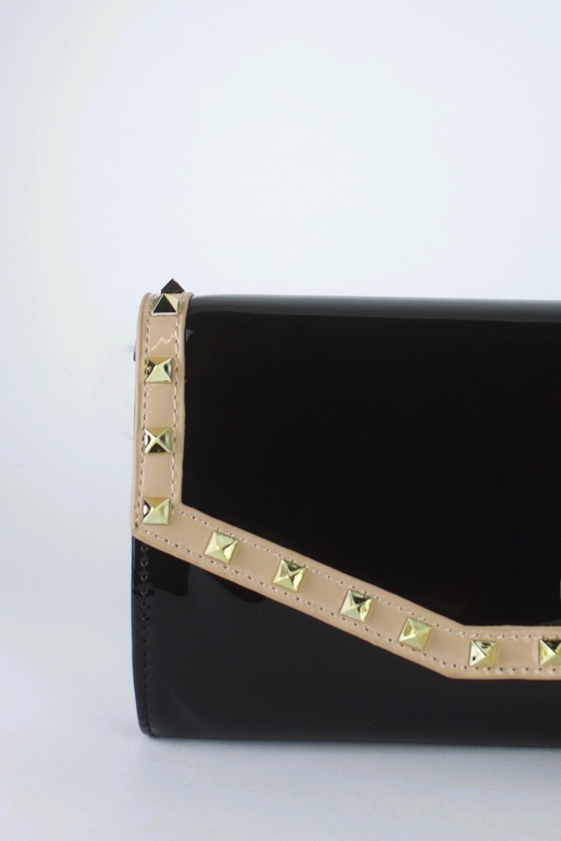 Valencia Black Patent Stud Clutch