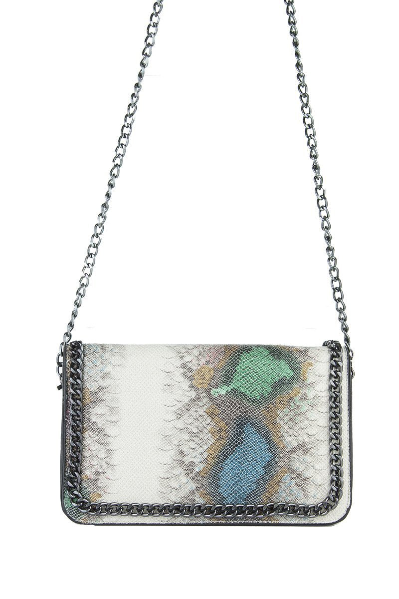 Vanessa Green Python Chain Shoulder Bag With Silver Detail