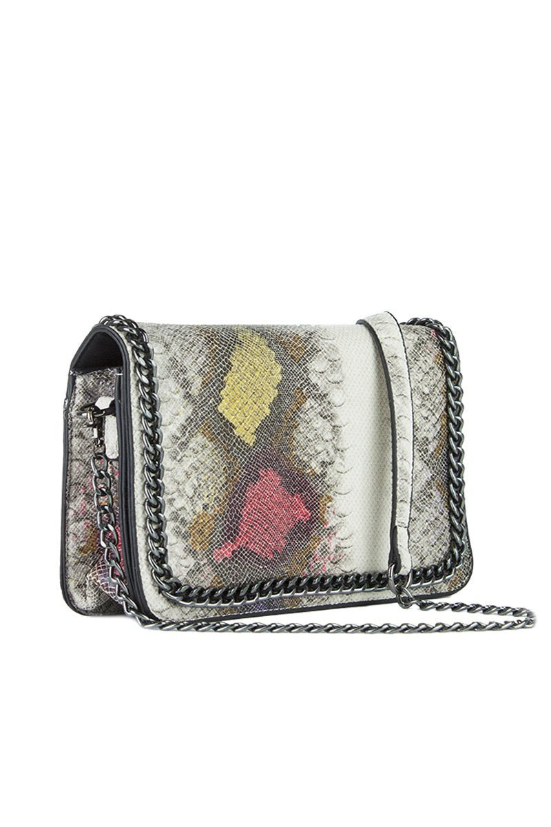Vanessa Purple Python Chain Shoulder Bag With Silver