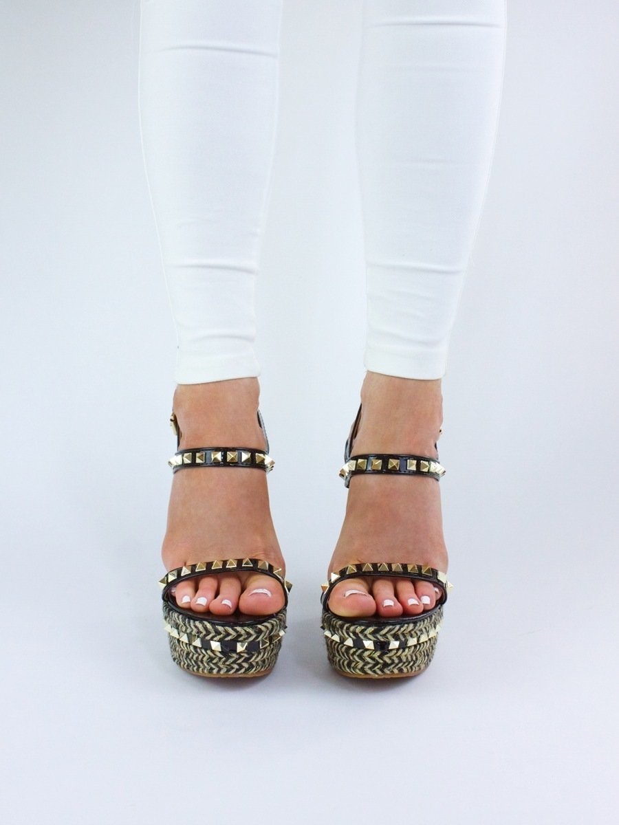 Zara Black Stud Wedge