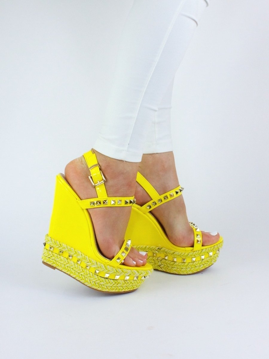 Zara Yellow Stud Wedge