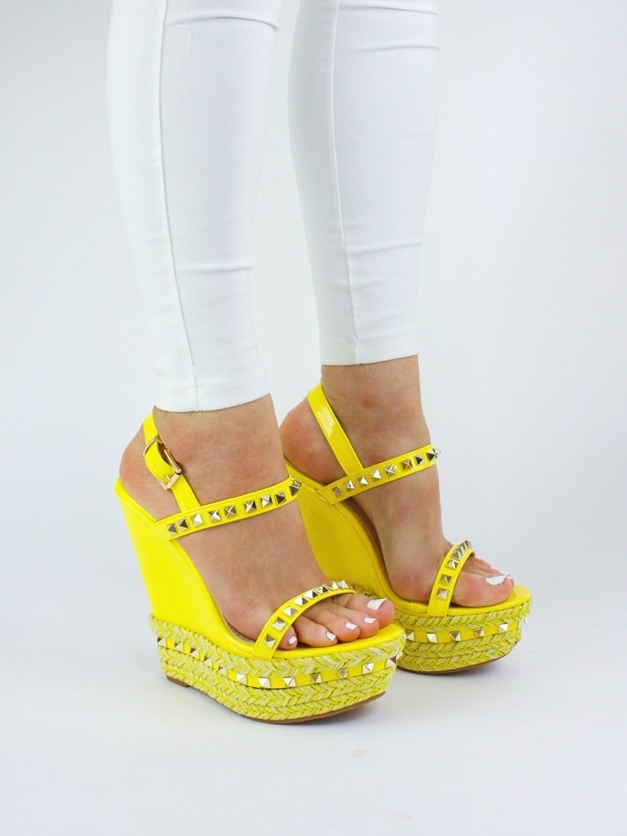 Zara Yellow Stud Wedge