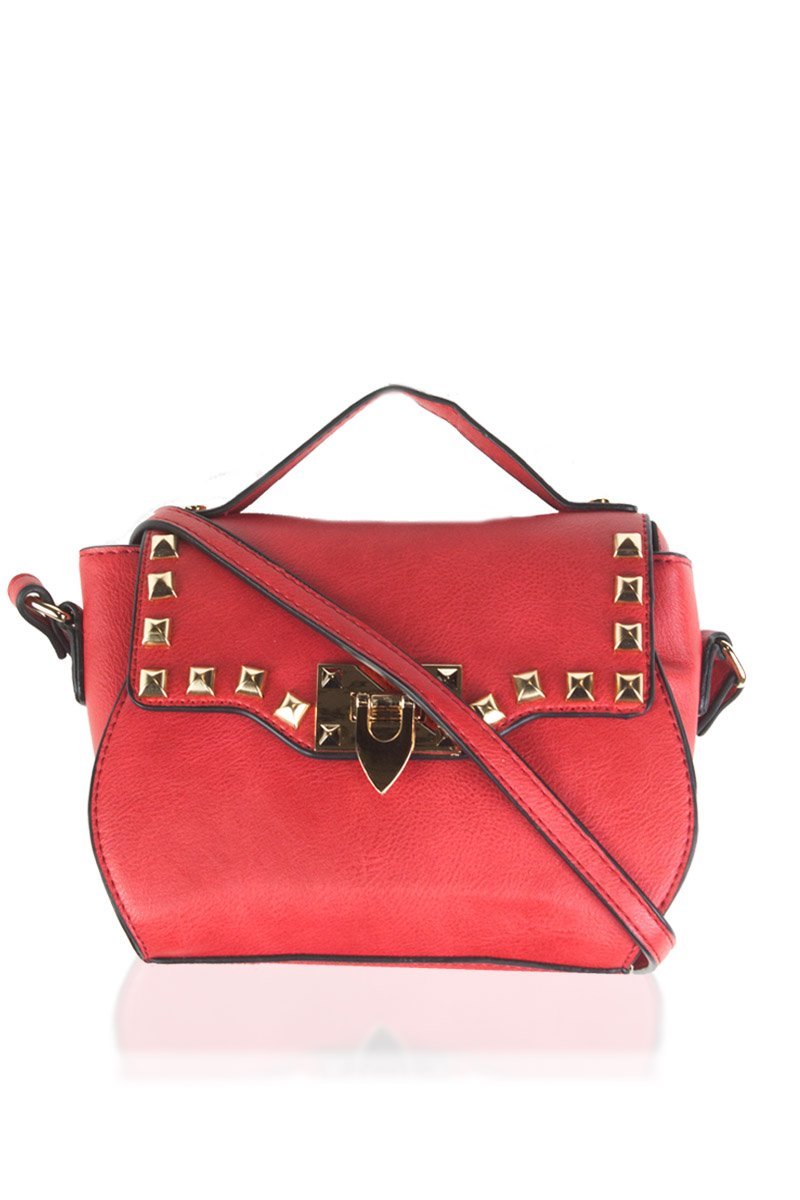 Alicia Red Studded Shoulder Bag