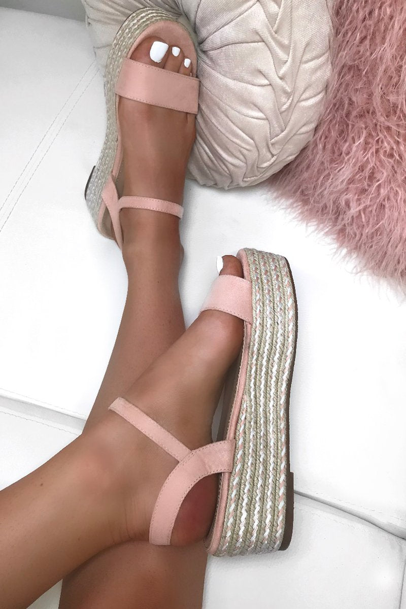 Amelia Pink Espadrille Flatforms