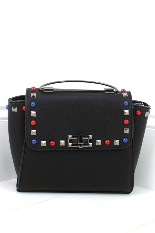 Anya Black Stud Satchel Bag