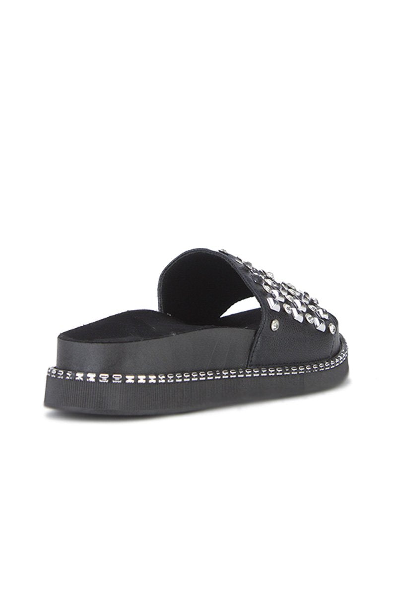 Arabella Black Stud Diamante Sliders