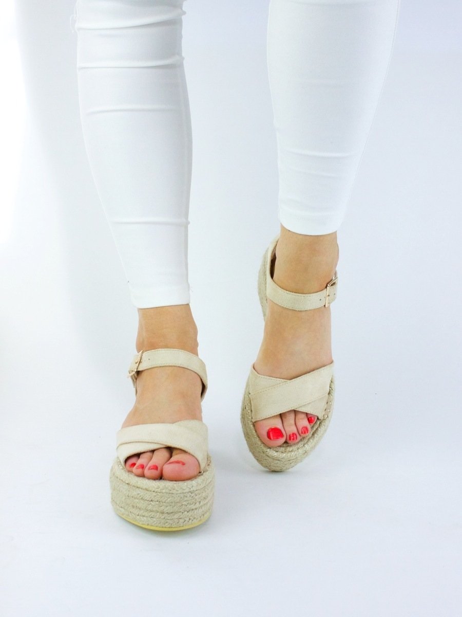 Arabella Cream Flatform Espadrille Sandals