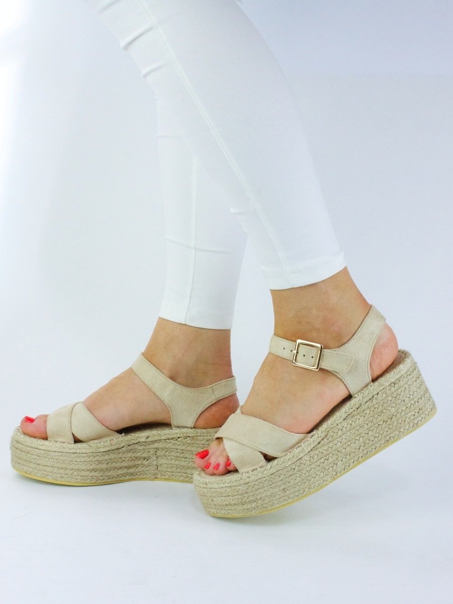 Arabella Cream Flatform Espadrille Sandals