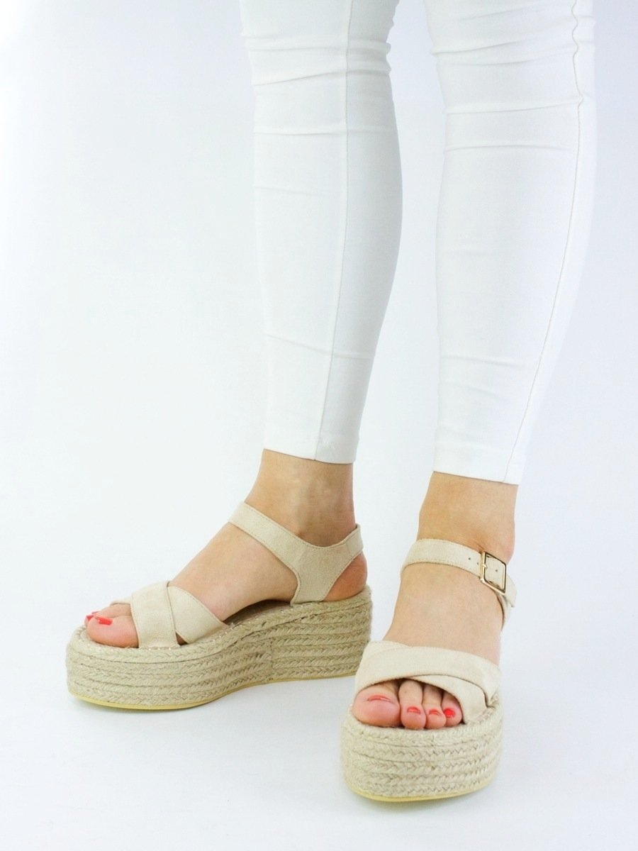 Arabella Cream Flatform Espadrille Sandals