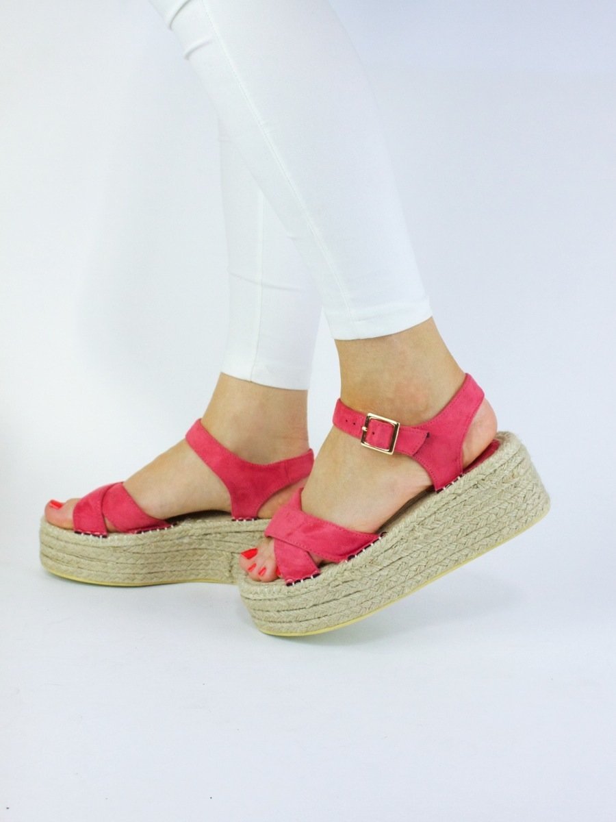 Arabella Pink Flatform Espadrille Sandals