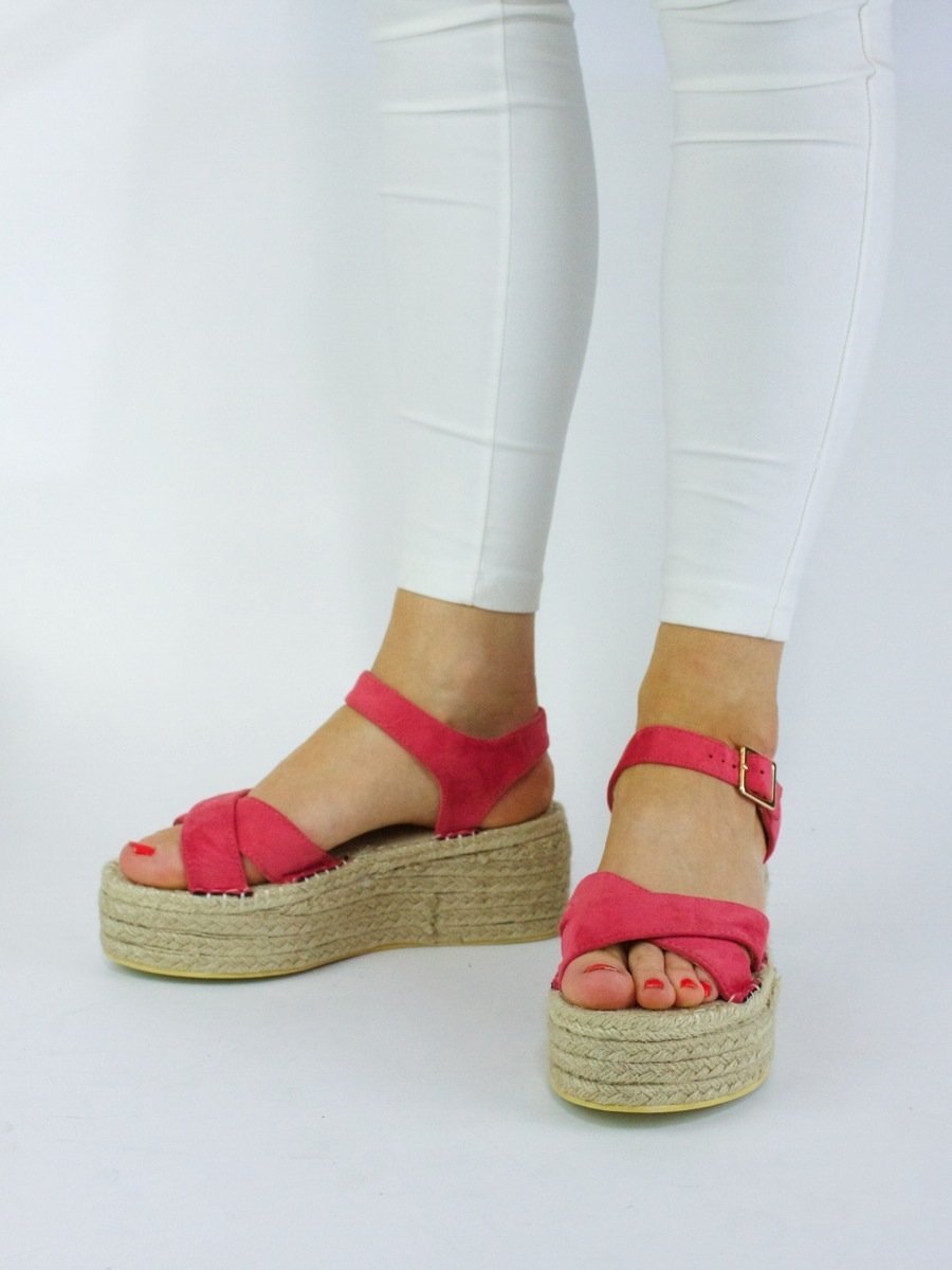 Arabella Pink Flatform Espadrille Sandals