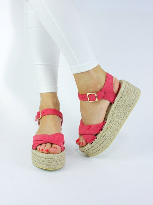 Arabella Pink Flatform Espadrille Sandals