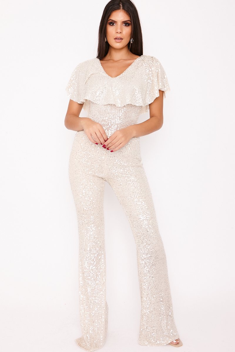 Athena Gold Sequin High Waisted Flared Trousers