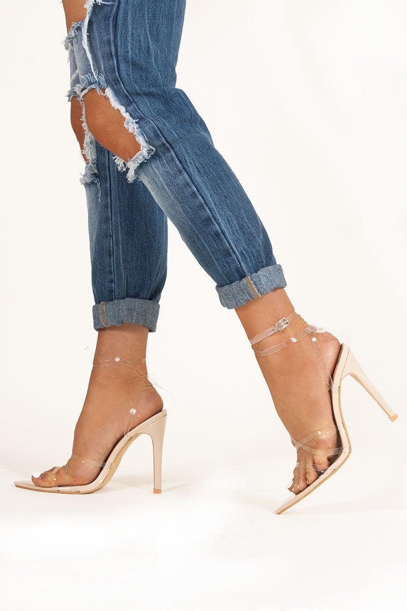 Aurora Clear Pointy Wrap Up Heels