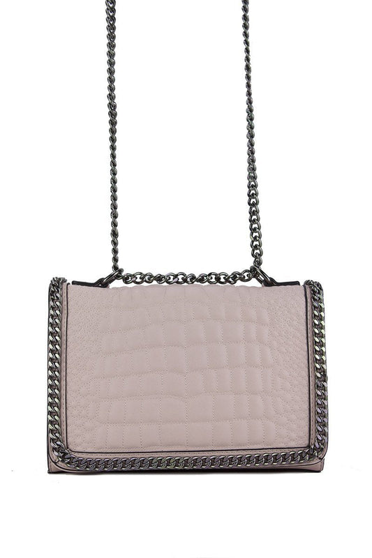 Aurora Pink Crocodile Cross Body Chain Bag