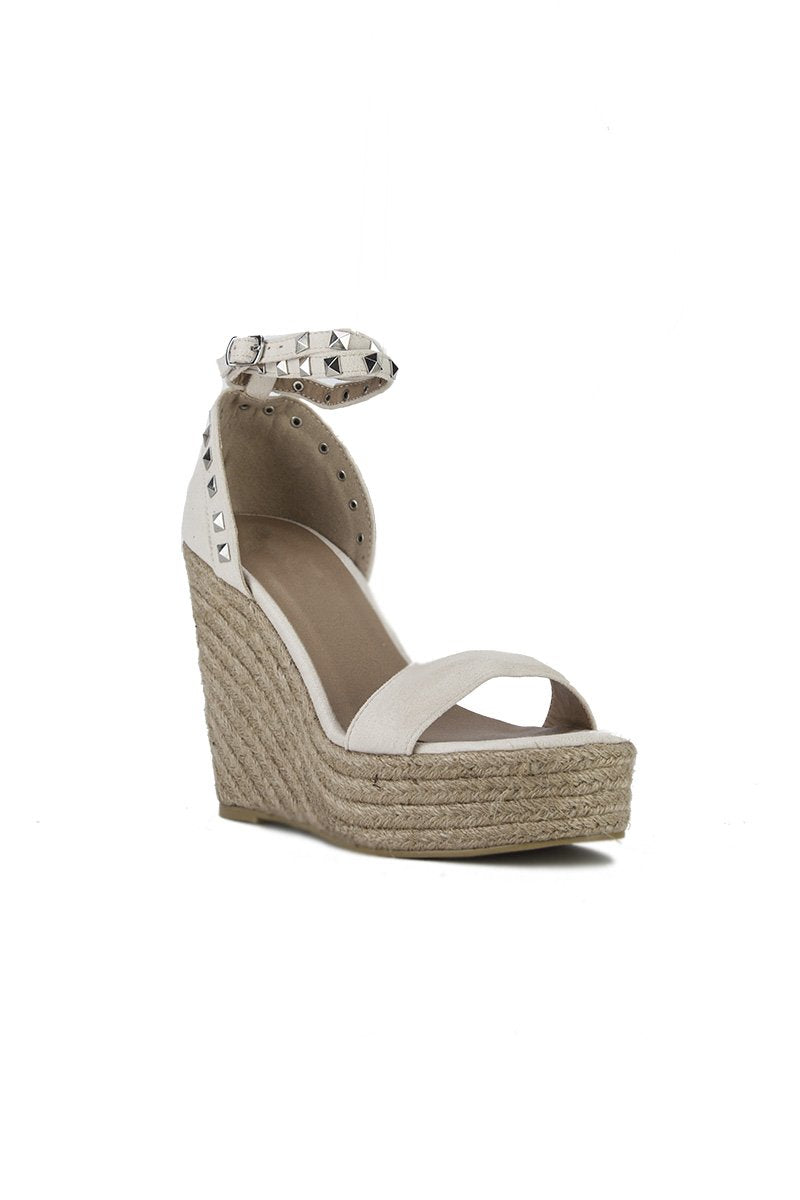 Binky Nude Stud Espadrille Wedges