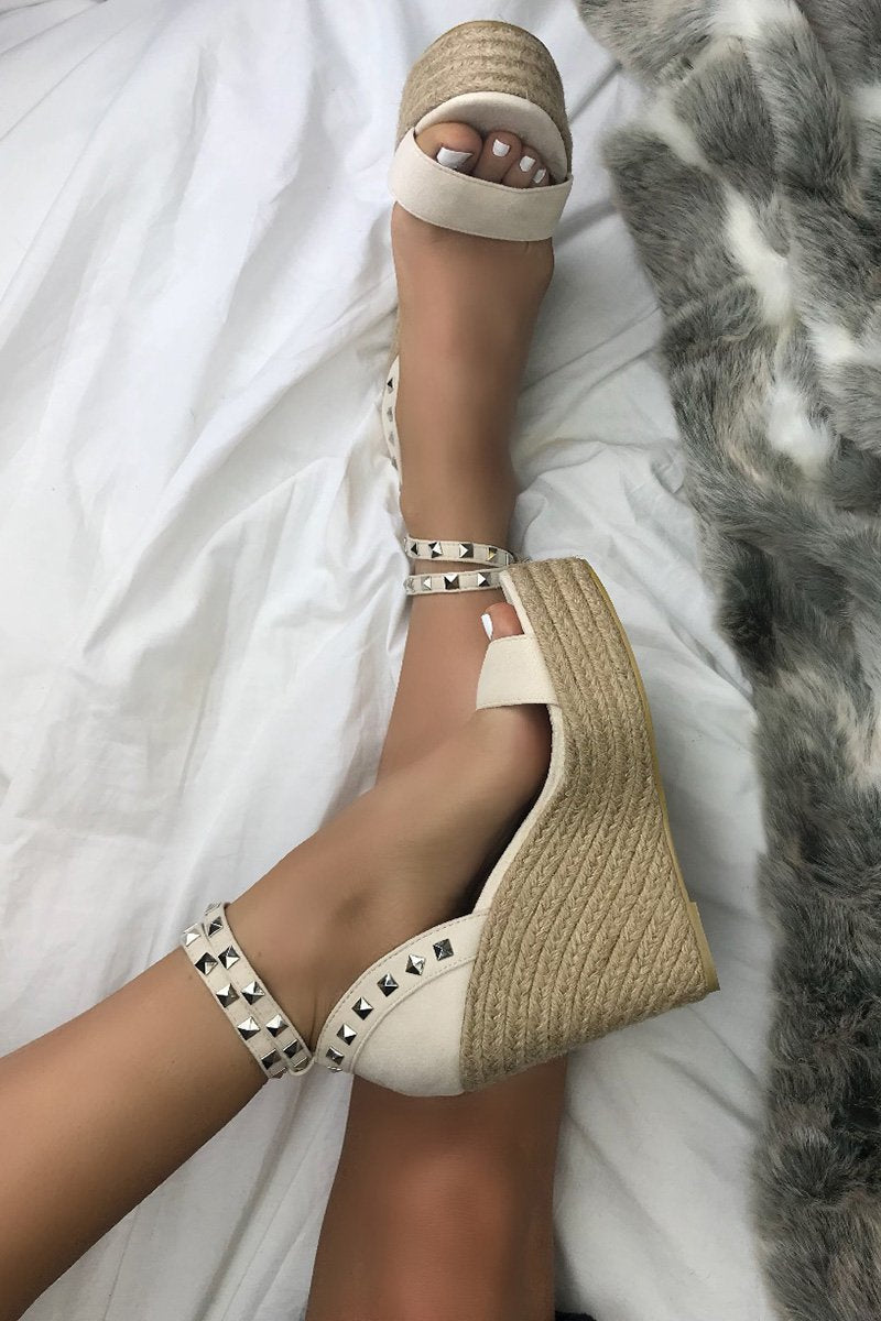 Binky Nude Stud Espadrille Wedges