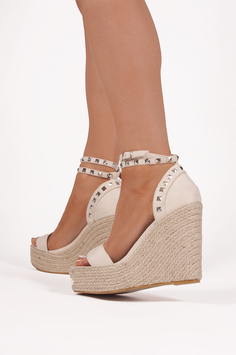 Binky Nude Stud Espadrille Wedges