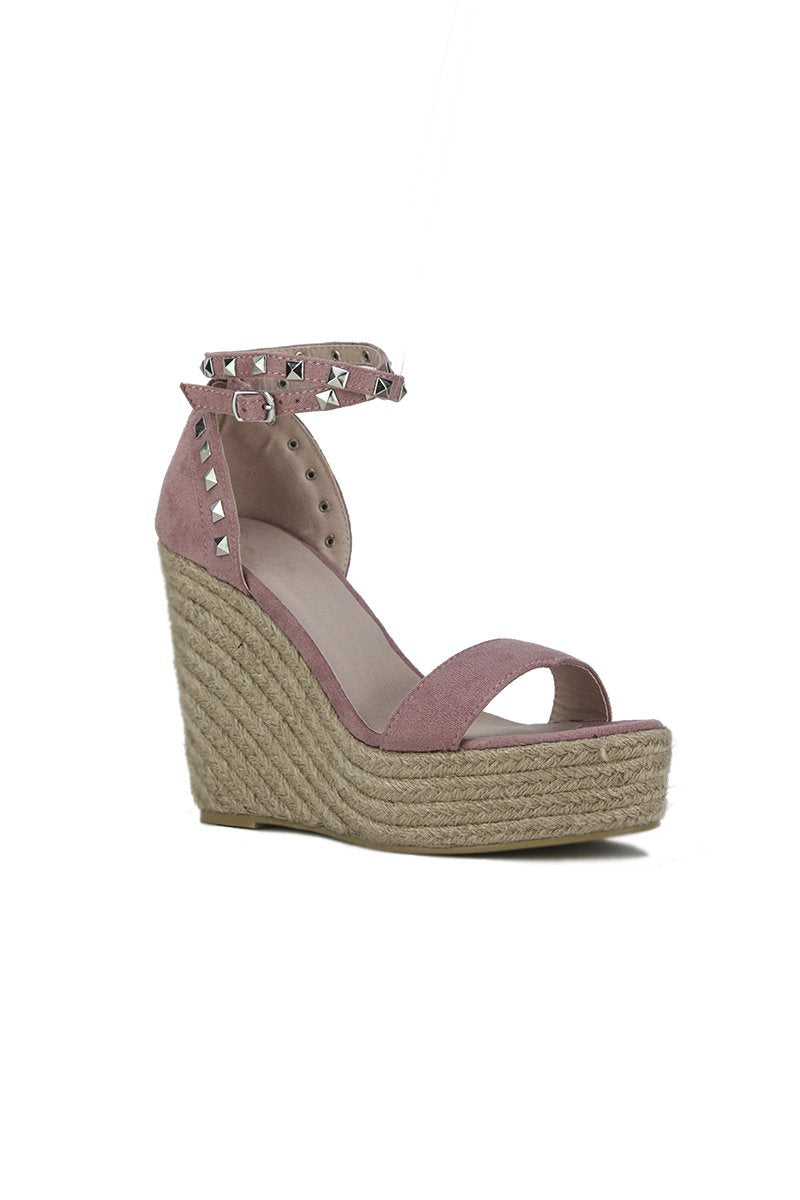 Binky Pink Stud Espadrille Wedges