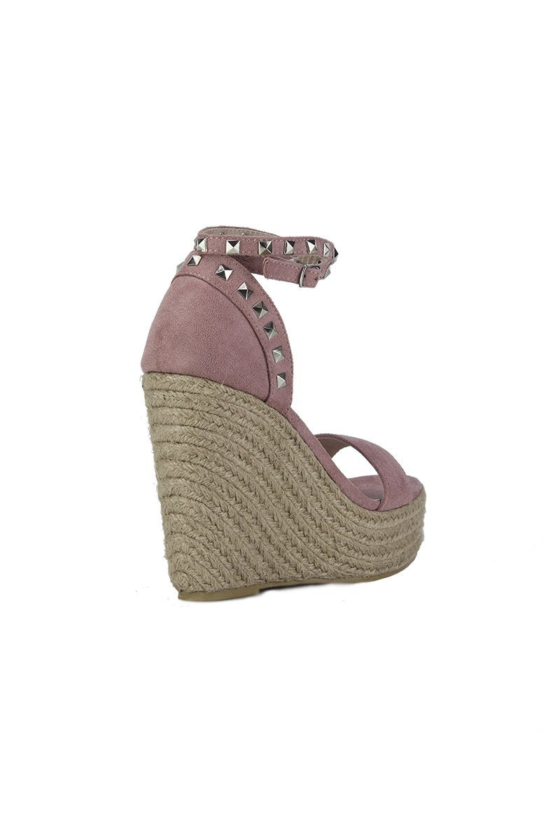 Binky Pink Stud Espadrille Wedges