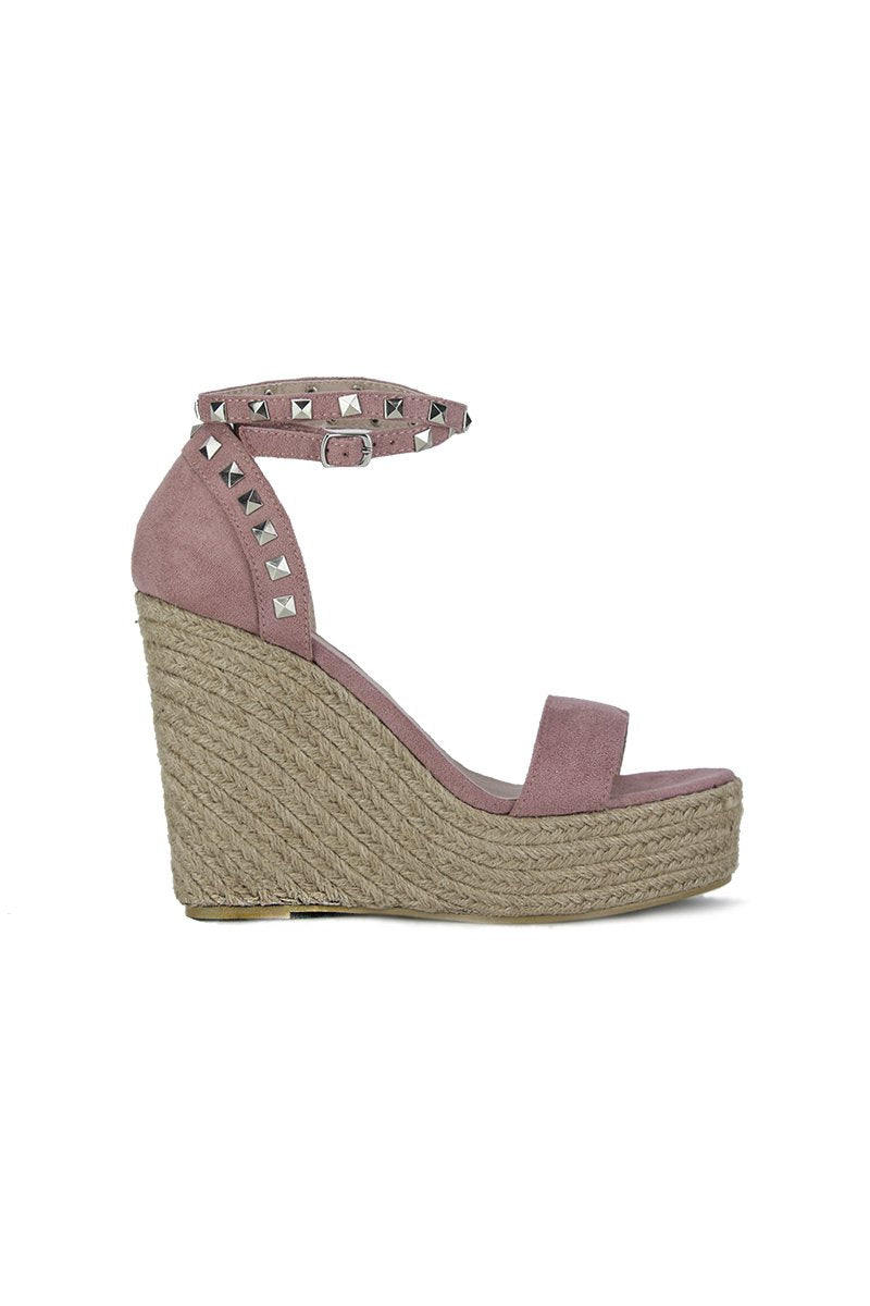 Binky Pink Stud Espadrille Wedges