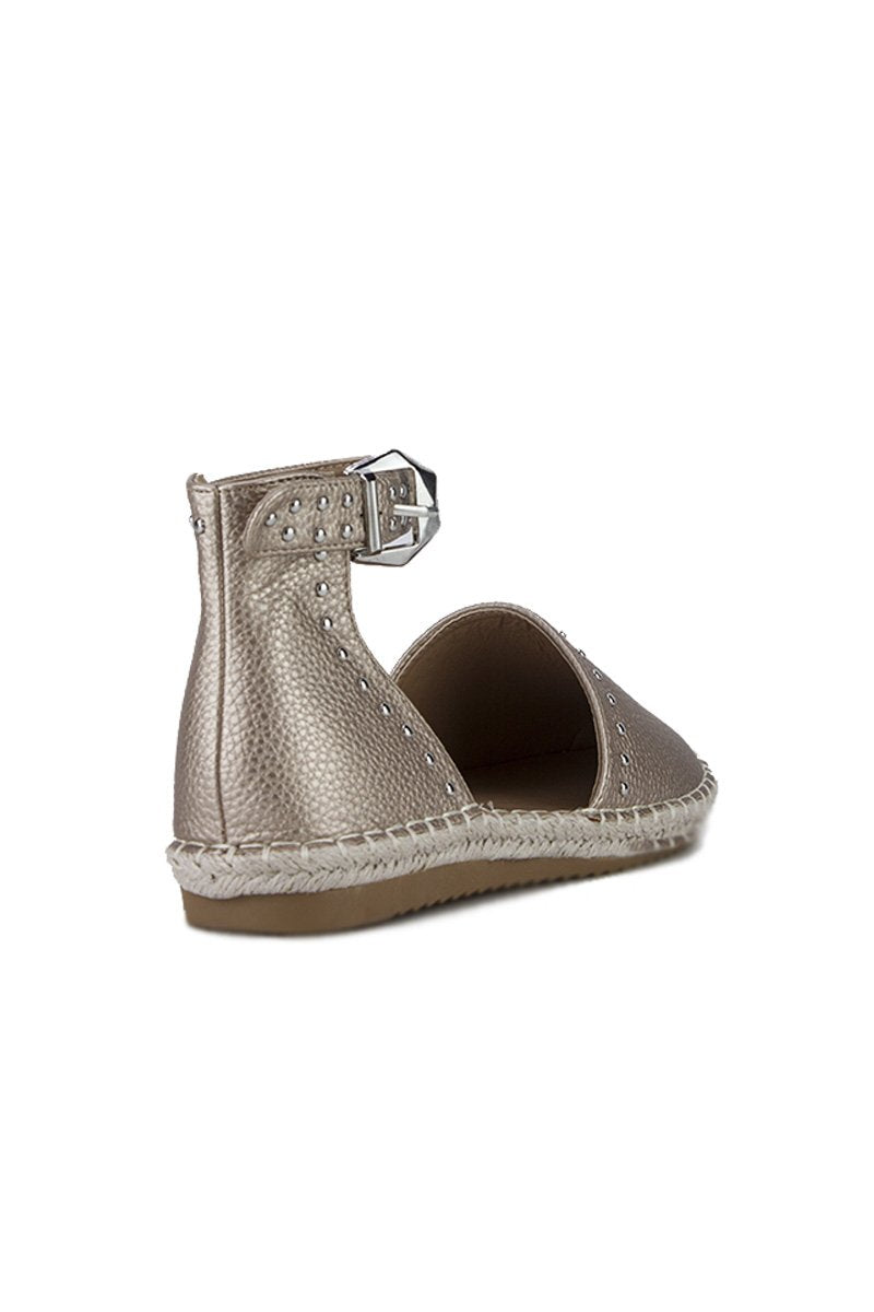 Brandy Champagne Stud Espadrilles With Silver Strap Detail