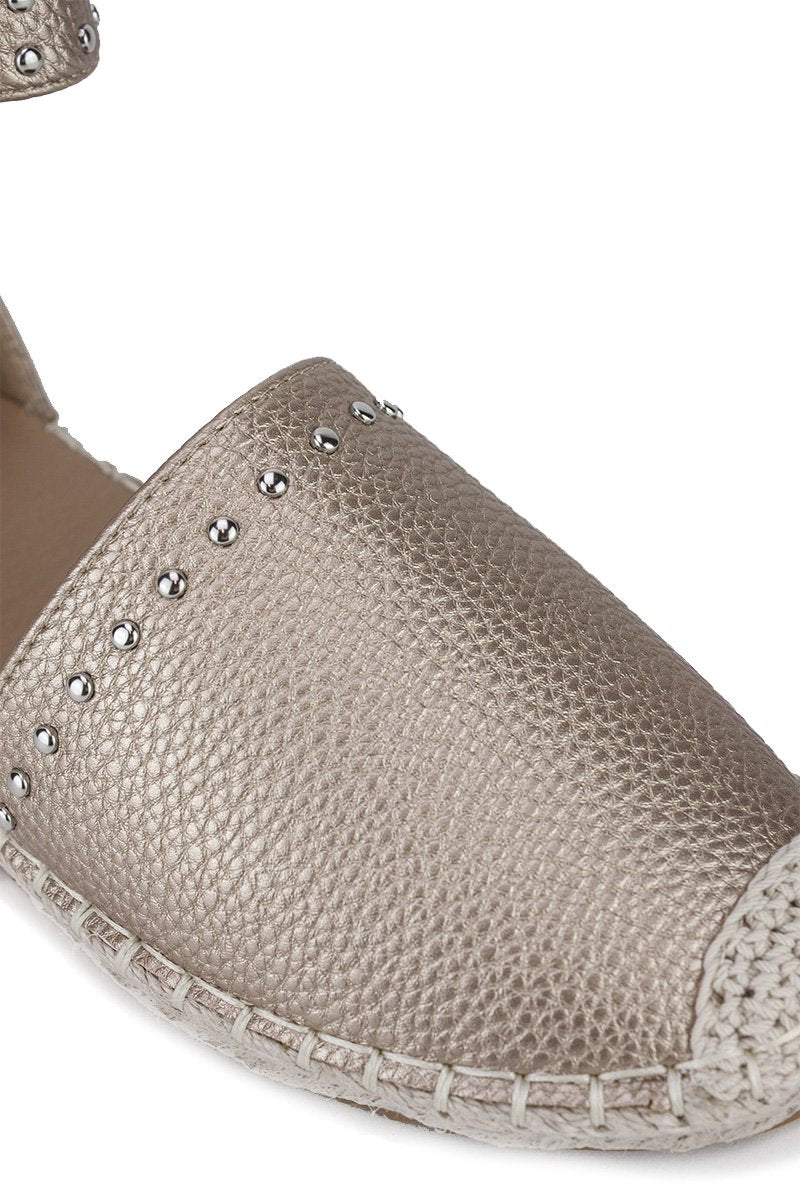 Brandy Champagne Stud Espadrilles With Silver Strap Detail