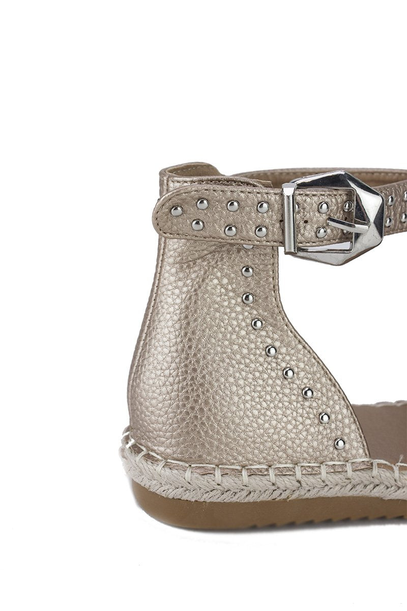 Brandy Champagne Stud Espadrilles With Silver Strap Detail