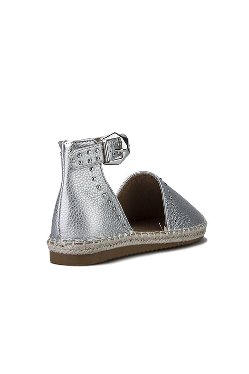 Brandy Silver Stud Espadrilles With Silver Strap Detail