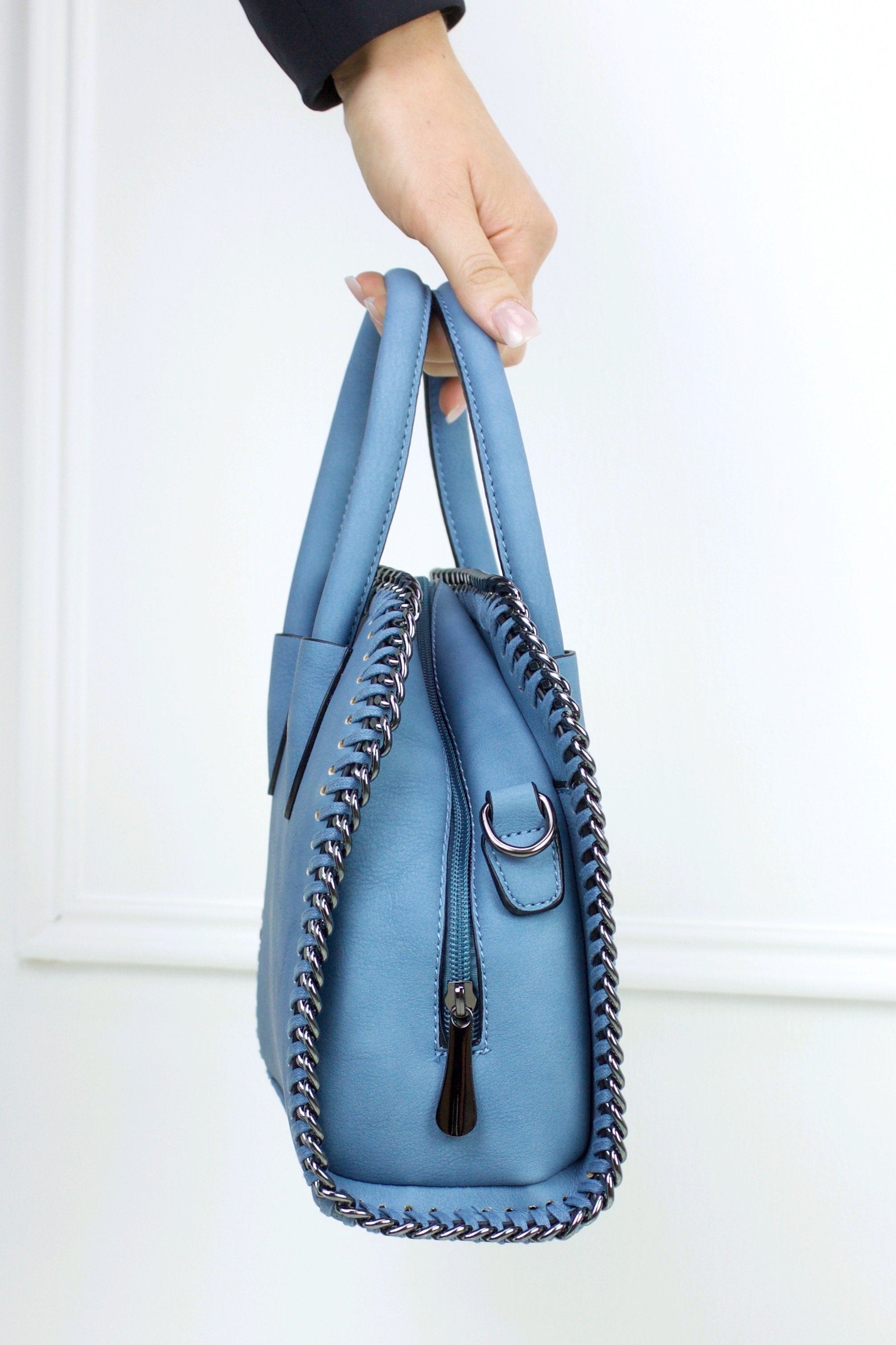 Calista Blue Chain Tote Bag