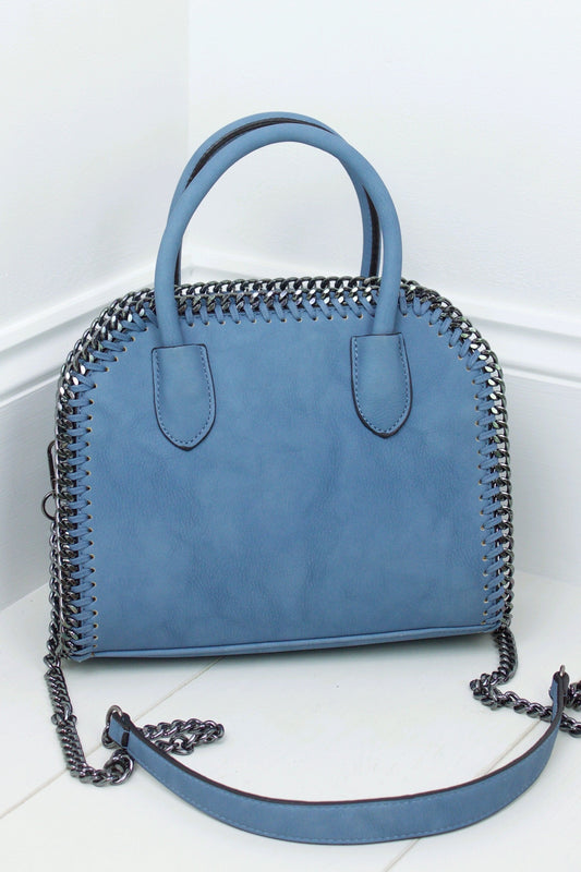 Calista Blue Chain Tote Bag