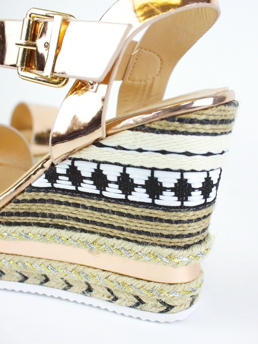 Cally Rose Gold Metallic Espadrille Wedge