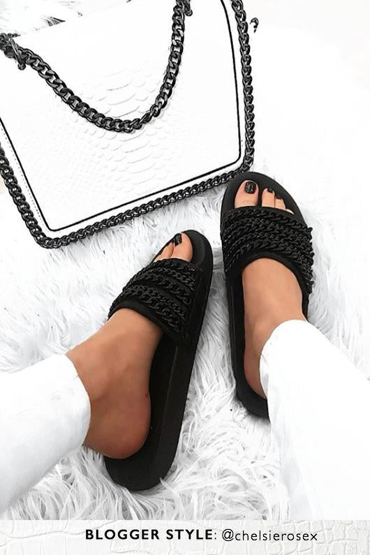 Cameron Black Chain Sliders