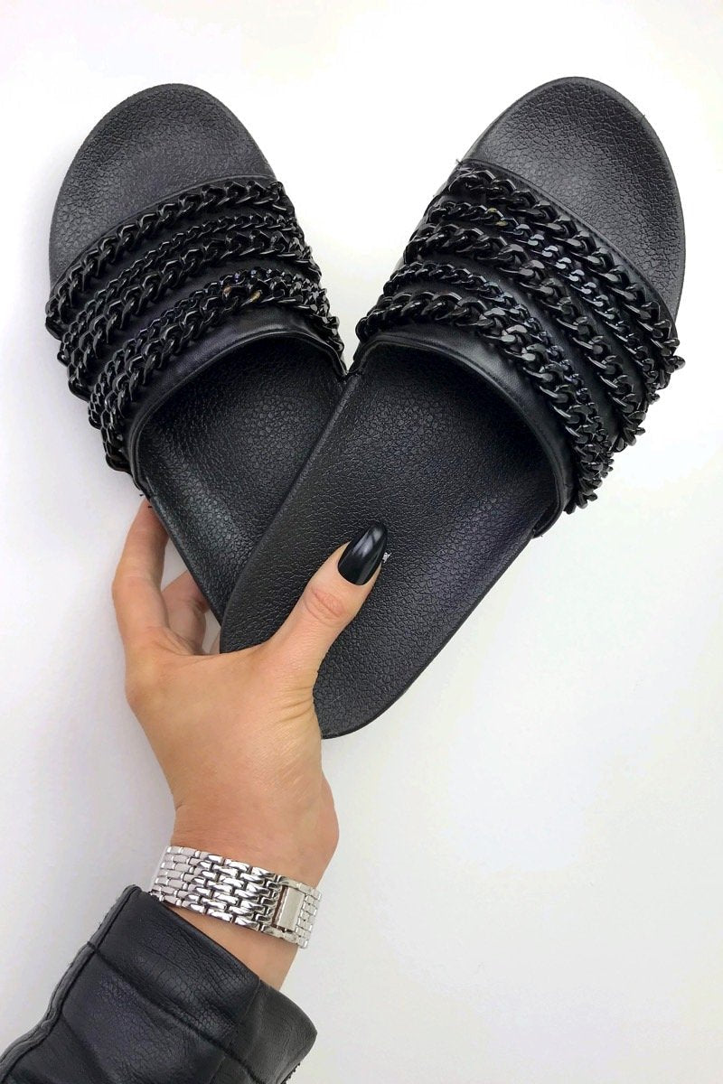 Cameron Black Chain Sliders