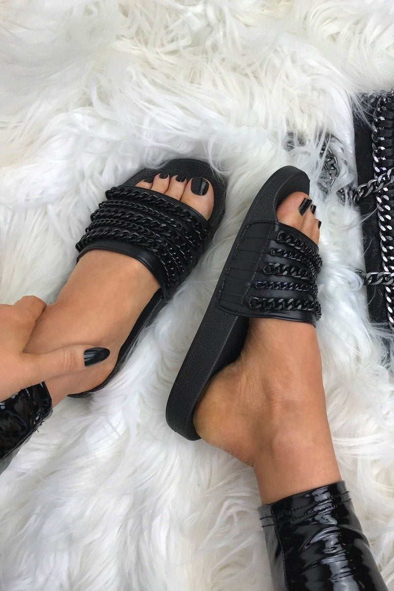 Cameron Black Chain Sliders