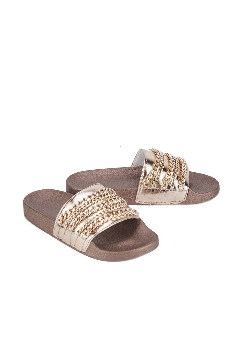 Cameron Rose Gold Chain Sliders