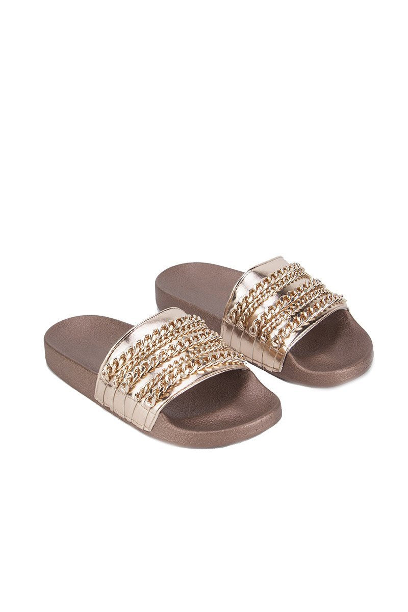 Cameron Rose Gold Chain Sliders